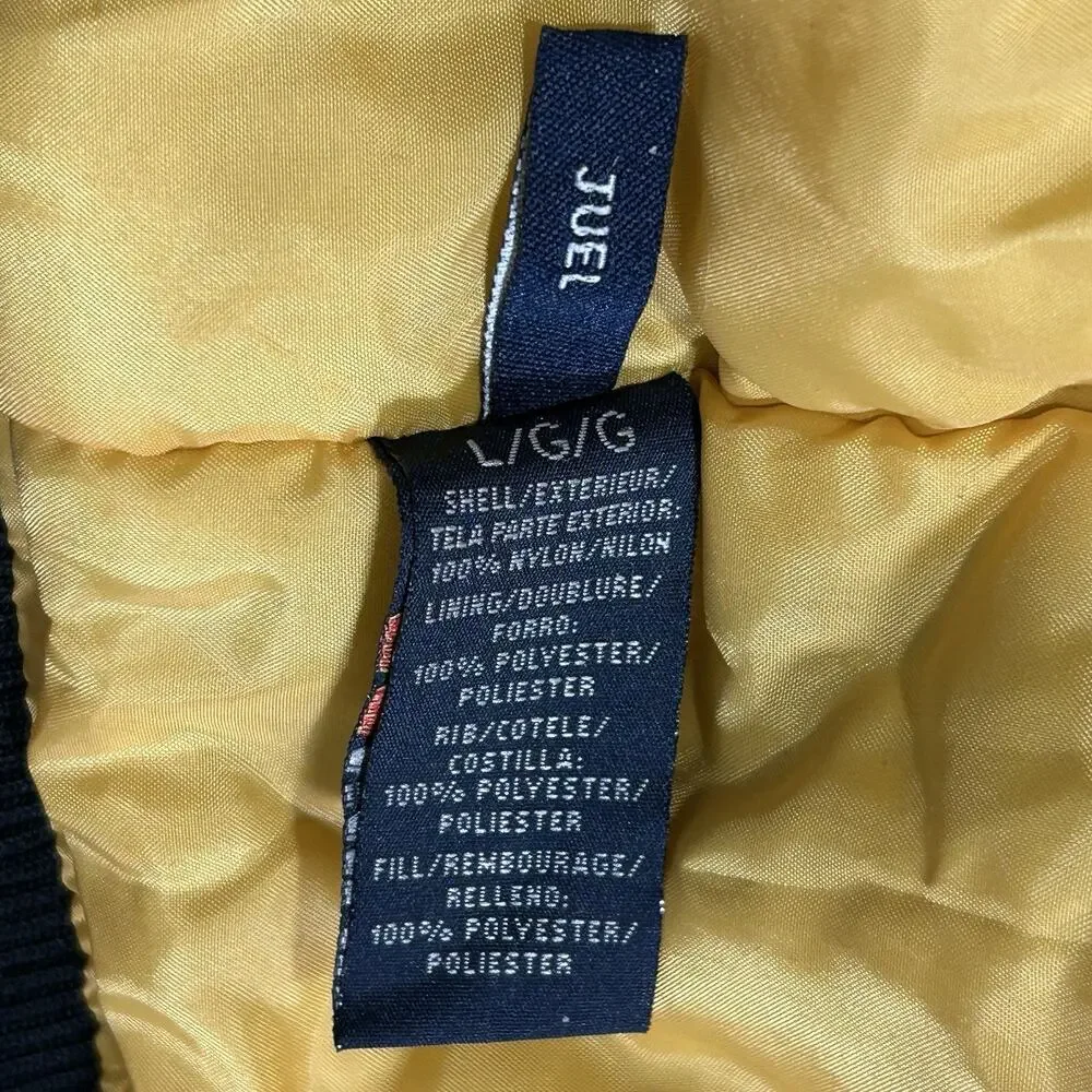 Men LG Buffalo David Bitton Blue Bomber Jacket Zip Elastic Ribbed Waist & Sleeve